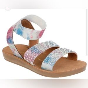 NWOB Adrienne Vittadini Bambini Toddler Girls Tie Dye Rhinestone Flat Sandals